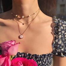 Load image into Gallery viewer, B-BLOCK CIRCLE ONE-STONE INLAY NECKLACE