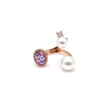 Load image into Gallery viewer, CAROLIN OVAL PAVED PEARL RING