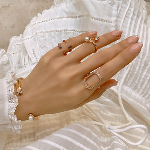 HEXAGON ALL PAVE NINE RING