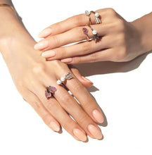 Load image into Gallery viewer, ELLEY THREE HEART ARROW ALL PAVED RING