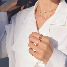 Load image into Gallery viewer, CECILLIA PEARL STONE DBL CHOKER NECKLACE