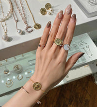 Load image into Gallery viewer, B-BLOCK TWO STONE INLAY SWIVEL RING