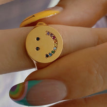 Load image into Gallery viewer, SMILE FACE UNICORN PINKY SIGNET RING