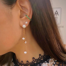 Load image into Gallery viewer, AVITA2 PEARL DBL CHAIN EARRING