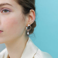 Load image into Gallery viewer, VITTO PEARL STONE HOOP EARRING