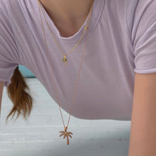 Load image into Gallery viewer, LARGE PALM TREE PAVE LONG NECKLACE