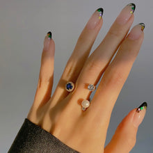 Load image into Gallery viewer, CAROLIN 2 ROUND PAVED PEARL RING