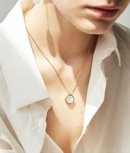 Load image into Gallery viewer, B-BLOCK CIRCLE TWO-STONE INLAY NECKLACE