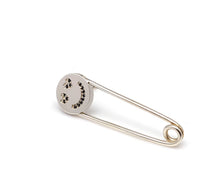 Load image into Gallery viewer, SMILE HEART EYED FACE PAVE SAFETY PIN STUD EARRING