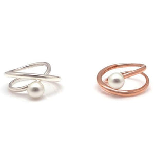 'X' LINE PEARL RING