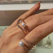 Load image into Gallery viewer, LAUREL WAVE PEARL PAVED RING