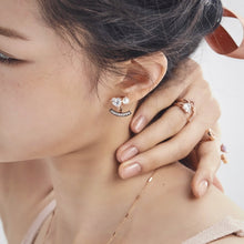 Load image into Gallery viewer, HEART PEARL SMILE PAVE EARRING