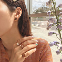 Load image into Gallery viewer, SMILE HEART EYED FACE PAVE SAFETY PIN STUD EARRING