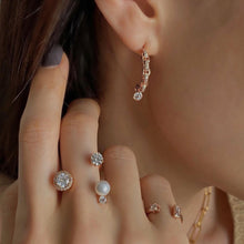 Load image into Gallery viewer, CAROLIN 2 ROUND PAVED PEARL RING