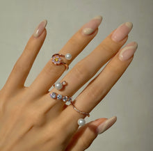 Load image into Gallery viewer, MADEMOISELLE 2 PEARL PAVED RING
