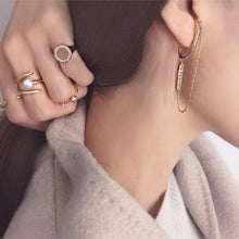 Load image into Gallery viewer, PLAIN 'C' PAVE BAR CHAIN EARRING