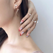 Load image into Gallery viewer, INFINITY SPIRAL PEARL PAVE EARRING