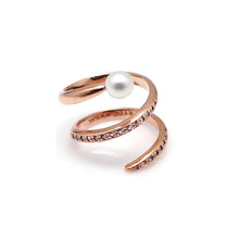 Load image into Gallery viewer, INFINITY PEARL PAVE DBL TWIST RING
