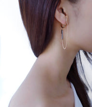 Load image into Gallery viewer, PLAIN 'C' PAVE BAR CHAIN EARRING