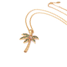 Load image into Gallery viewer, LARGE PALM TREE PAVE LONG NECKLACE
