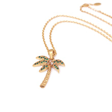 Load image into Gallery viewer, LARGE PALM TREE PAVE LONG NECKLACE