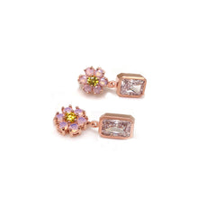 Load image into Gallery viewer, RICCO 3 FLOWER RECTANGLE STONE EARRING