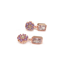 Load image into Gallery viewer, RICCO 3 FLOWER RECTANGLE STONE EARRING
