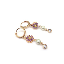 Load image into Gallery viewer, RICCO2 FLOWER PEARL DANGLE EARRING
