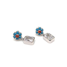 Load image into Gallery viewer, RICCO 3 FLOWER RECTANGLE STONE EARRING