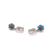 Load image into Gallery viewer, RICCO 3 FLOWER RECTANGLE STONE EARRING