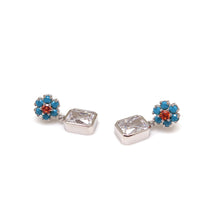 Load image into Gallery viewer, RICCO 3 FLOWER RECTANGLE STONE EARRING
