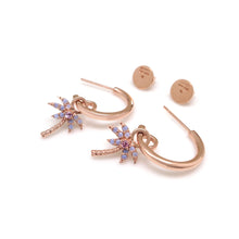 Load image into Gallery viewer, PALM TREE PAVE HOOP EARRING
