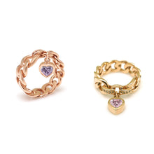 Load image into Gallery viewer, KISMET 2 HEART STONE CHAIN RING