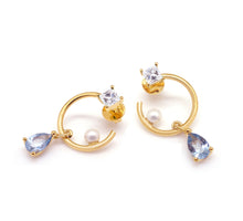Load image into Gallery viewer, VITTO PEARL STONE HOOP EARRING