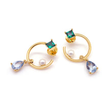Load image into Gallery viewer, VITTO PEARL STONE HOOP EARRING