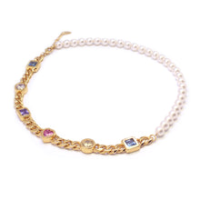 Load image into Gallery viewer, PEPE MULTI STONE PEARL CHAIN NECKLACE