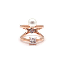 Load image into Gallery viewer, SEREIN 3 SQ STONE PEARL RING