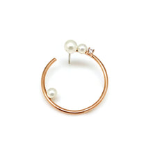 Load image into Gallery viewer, MEDIUM ALMA3 HOOP PEARL EARRING SET