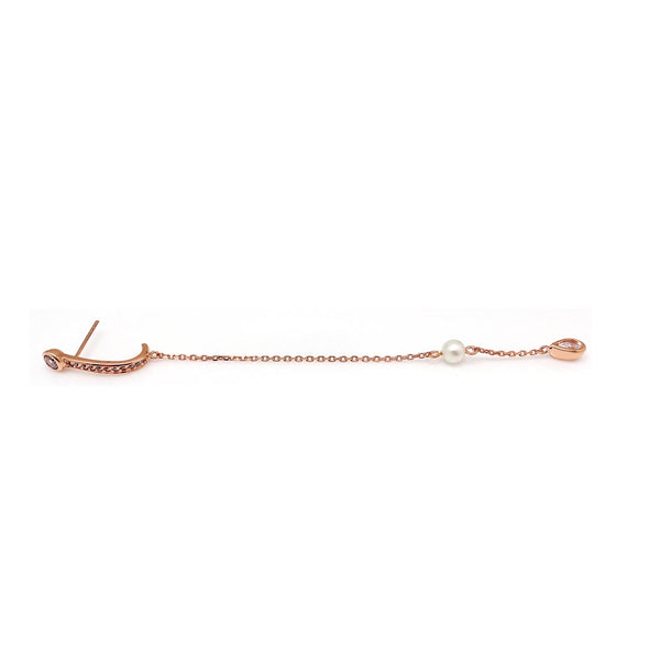 CLAIRE 2 PEARL RAINDROP PAVE CHAIN EARRING