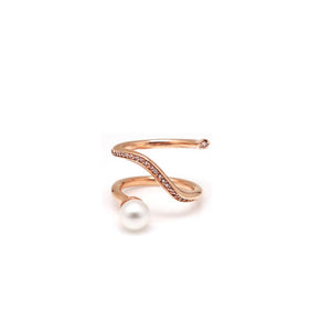 ZIMMERMAN WAVE PEARL PAVED RING