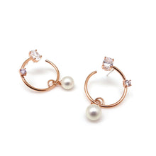 Load image into Gallery viewer, JADE OVAL STONE PEARLHOOP EARRING
