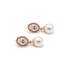 Load image into Gallery viewer, CAMBELL PAVED OVAL PEARL EARRING