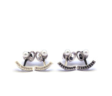 Load image into Gallery viewer, EYE PEARL SMILE PAVE EARRING