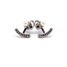 Load image into Gallery viewer, EYE PEARL SMILE PAVE EARRING
