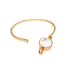 Load image into Gallery viewer, B-BLOCK TWO STONE INLAY SWIVEL BANGLE