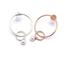 Load image into Gallery viewer, DARCEY 1 & 2 HOOP PEARL DANGLE EARRING