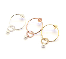 Load image into Gallery viewer, DARCEY 1 & 2 HOOP PEARL DANGLE EARRING