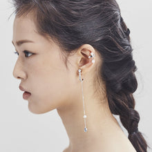 Load image into Gallery viewer, CLAIRE 2 PEARL RAINDROP PAVE CHAIN EARRING