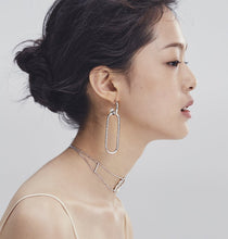 Load image into Gallery viewer, HOCKNEY POOL ABSTRACT EARRING & GABI OVAL HOOP EARRING
