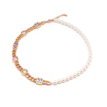 Load image into Gallery viewer, PEPE MULTI STONE PEARL CHAIN NECKLACE